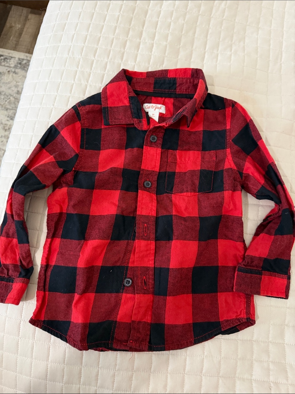 Cat & Jack Red and Black Plaid Button-Down Shirt for Kids